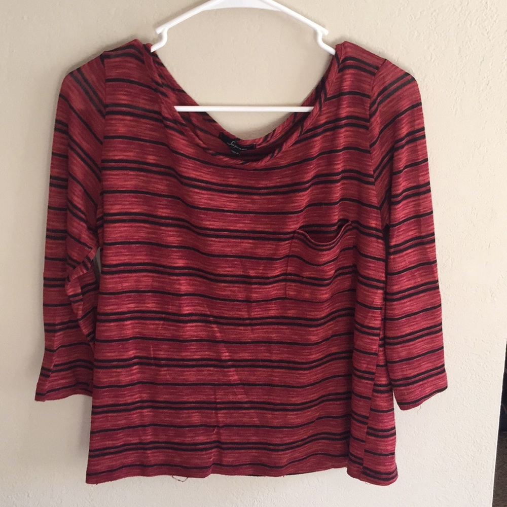 Burnt orange and black blouse 3/4 sleeve